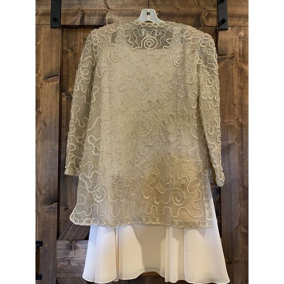 Farinae Collections Womens Evening 3 Pc Suit Size XLarge 14 Vintage Open Gold - Picture 2 of 10